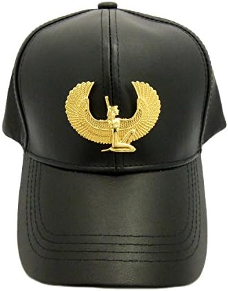 Бейзболна шапка унисекс от изкуствена кожа с птица Планина, Нефертити, Анкх, Маат в злато тон