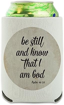 Бъдете спокойни и знайте, че аз съм Бог Псалм Вдъхновяващи Християнин Може да Охладител - Напитка Ръкав Шушу Сгъваем Изолатор