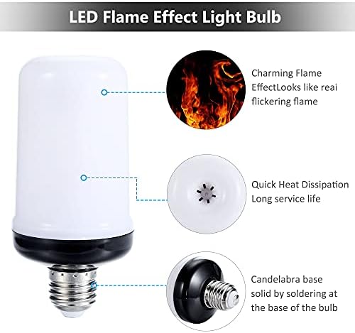 Lpraer 4 Pack E26 LED Flame Effect Light Bulbs 4 Modes Flickering Fire Light Bulbs with Gravity Sensor for Halloween Christmas Decorations (Blue)