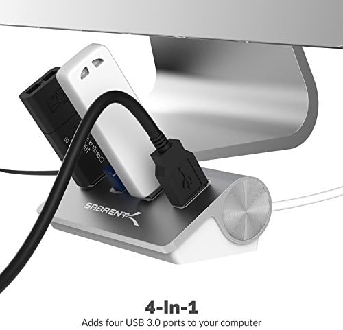 SABRENT Premium 4 Port Aluminum USB 3.0 Hub (30 кабел) за iMac, MacBook, MacBook Pro, MacBook Air, Mac Mini или всеки