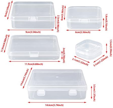 SimpleLif Квадратни Прозрачни Кутии За Съхранение на Бижута Мъниста Занаяти Калъф Контейнери-Пластмасови - 6x6x1.8см