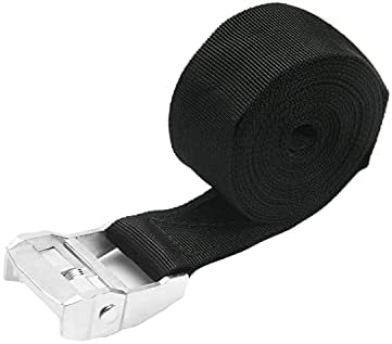 Yinpecly Lashing Strap 1.5 x9.8ft Adjustable Tie Down Cam Straps Cargo Packing with Strap Buckles up to 661lbs for Каяк, Roof Racks, Motorcycle, Кола, Камион, Лодка, Trailer Black 1Pcs