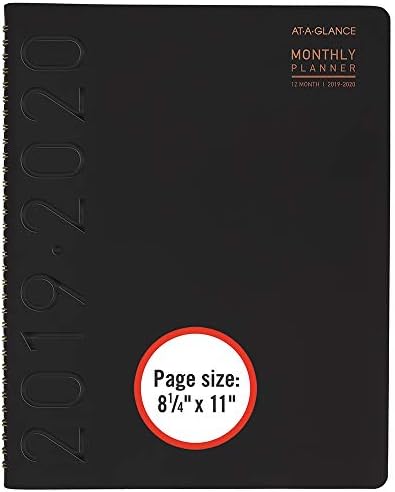 AT-A-GLANCE 70957X0520 2019-2020 Academic Year Weekly & Monthly Planner / Book Appointment, Голям, 8-1/4 x 11, Contempo, Черен (70957X05)
