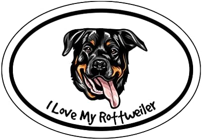 WickedGoodz I Love My Rottweiler Рибка Decal - Breed Dog Bumper Sticker - за Windows Лаптоп на Леки Автомобили, Камиони