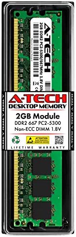 A-Tech 2GB RAM Замяна за Kingston KVR667D2/2GR | DDR2 667MHz PC2-5300 UDIMM Non-ECC 240-Pin DIMM Модул памет