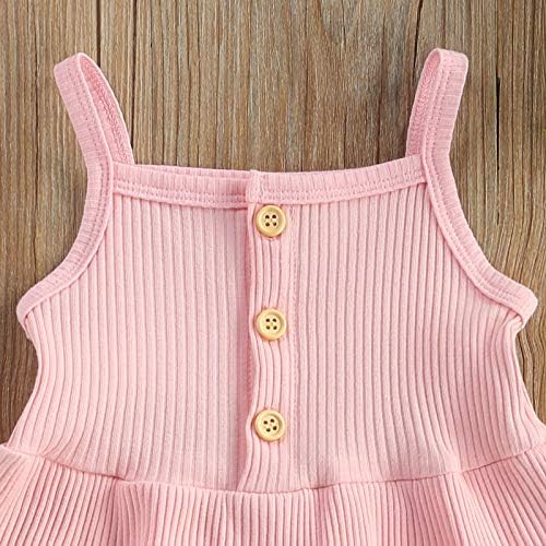 Baby Toddler Момиче Summer Rib Бод Върховете Bloomers Shorts Solid Color Sets Clothing