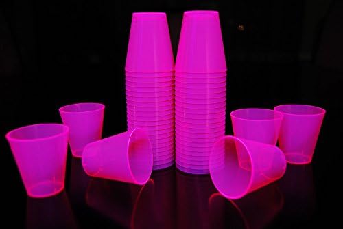 DirectGlow 2oz Neon UV Blacklight Reactive Glow Party-Shot Glasses (50-Count, розов)