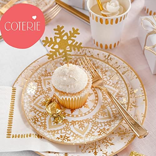 Coterie Gold Snowflake Paper Plates (Комплект от 10 малки чинии) - Зимна Страна Paper Plates, Snowflake Paper Plates,