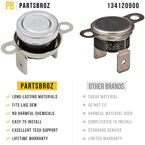 PartsBroz 134120900 Топлинен ограничител - е Съвместим със сушилни Frigidaire - Заменя AP2108182, 146062-0, 146062-00,