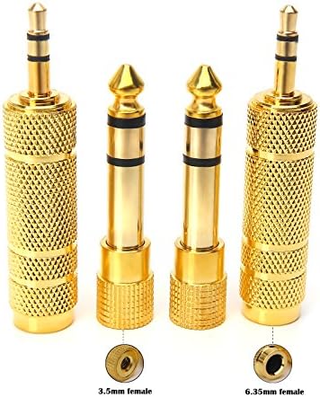 SiYear 3.5 mm 1/8 inch TRS Plug to 6.35 mm 1/4 inch Jack and 3.5 mm Female to 6.35 Male Plug Gold Plated Set Stereo Audio