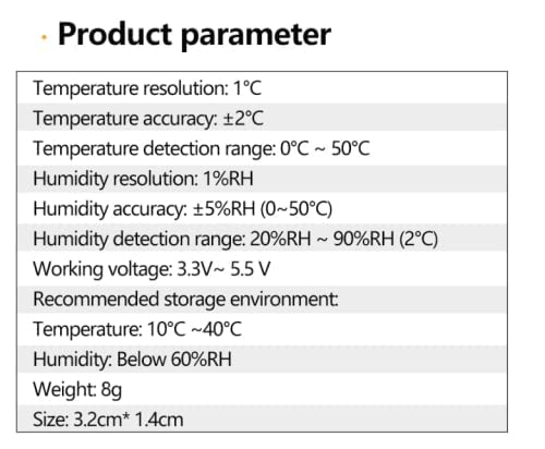 RedTagCanada DHT11 Сензор за влажност и температура, 16Bit Цифров 3.3 V-5V Обхват на измерване 20%-95% температурен Диапазон