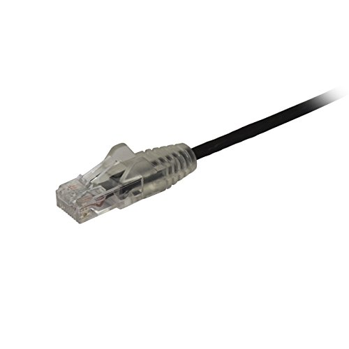 CAT6 кабел 2 м - Тънък пластир кабел CAT6 - Черно - Конектори Snagless RJ - 45 Кабел Gigabit Ethernet - 28 AWG (N6PAT200CMBKS)