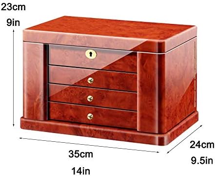DLRUIHENGXIANGMU Кутия за съхранение на бижута - Дървена Заключената Кутия За бижута Пиано Боя Организатор бижута Четири