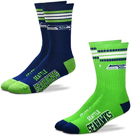 FBF Originals - NFL Home & Away 4 Stripe Deuce Youth Size Kids Crew Socks (около 4-8 години) - 2 опаковки