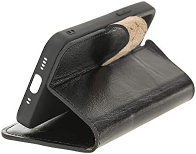 Калъф Bouletta Case от естествена кожа Kick Stand Snap-on Портфейла Case е Съвместим с iPhone 12 Mini (5.4) (селски черен)