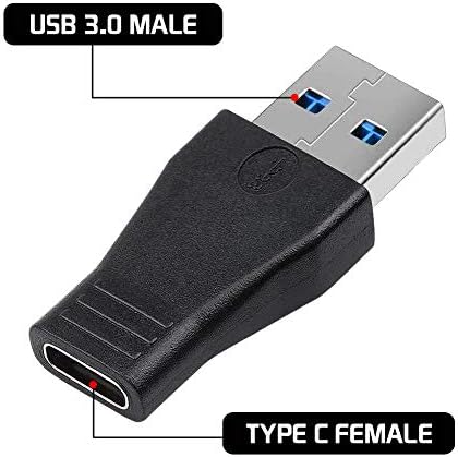 USB 3.0 Male to Type C Female Adapter, USB A to USB C Converter, USB 3.1 C Coupler Подкрепа за синхронизация на данни