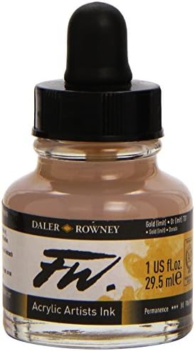 Dany-Rowney FW Acrylic Ink Bottle Gold Imitation - Универсални Акрилни мастила за рисуване за художници и студенти - Постоянни