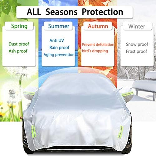 Konnfeir Half Car Cover with Cotton All Weather Car Body Covers Outdoor Indoor for All Season Waterproof Dustproof UV