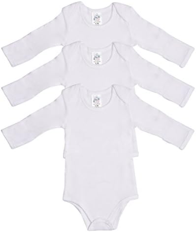 Jack & Jill Baby Bodysuit Long Sleeve with Mittens White 3-Pack (размер 0-3 месеца)