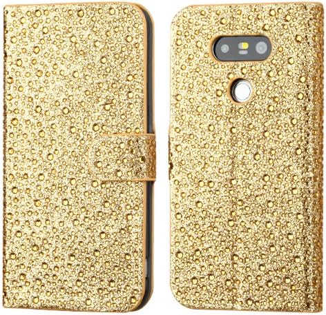 Microseven LG G5 Case - Магнитен Кожена Фолио Кредитна карта ID Портфейл Калъф флип-надолу капачката w/Fold Up Kickstand
