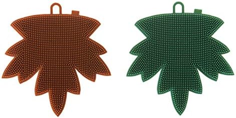 Силиконова гъба Vigar Fresh Leaf, Опаковки от 2 теми, Гъвкава силиконова четина, Чиста, Без драскотини, Здрав, Многофункционална,