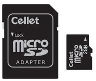 Карта памет Cellet microSD 2GB за мобилен телефон Samsung M7500 Emporio Armani с SD адаптер.