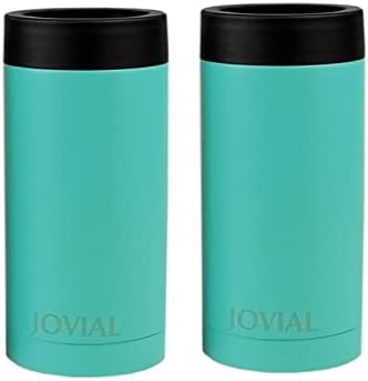 JOVIAL 473 ML/16 z can cooler,tall boy Can Coozie, beer/seltzer can cooler,двойни стени от черна неръждаема стомана с