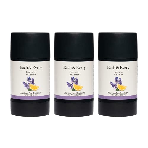 Each & Every 3-Pack Натурален дезодорант без алуминий за чувствителна кожа с етерични масла, Растителни опаковка, на Лавандула