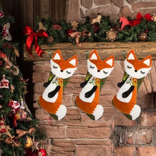 Topaweson Пет Christmas Stocking,Пухкави Fox Christmas Stocking,Animal Christmas Stocking for Kids and Animal Lovers for Xmas Fireplace Mantel Hanging Stocking Decoration inch 18.5
