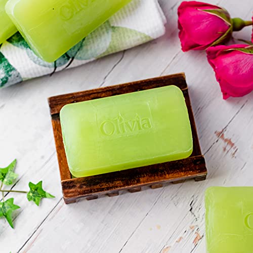 Olivia Natural Glycerin Soap Bar for Face and Body, Infused with Olive Oil & Vitamin E – 4.4 oz bars (4 опаковки)
