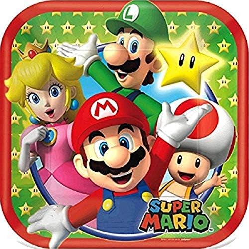 amscan Super Mario Brothers™ Квадратни чинии, 7 инча, Party Favor, 48 карата.