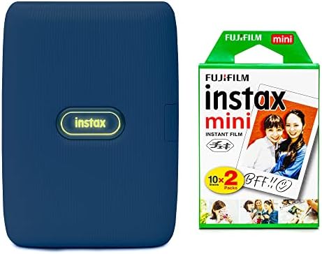 Fujifilm Instax Mini Линк Смартфон принтер (пепеляво-бял) + Fujifilm Instax Mini Instant Film (20 листа) Комплект с трайни