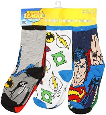 Justice League 6 Pack Toddler Чорапи for 4T-5T - Характеристики на Батман, Супермен, Зелен Фенер и Светкавица