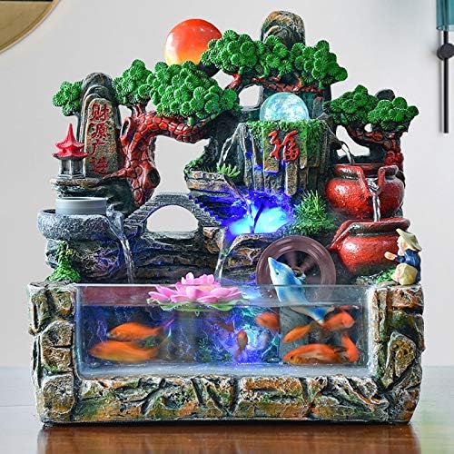 TJLSS Creative Indoor Simulation Resin Waterscape Water Fountain Home Office Desktop Ecological Fish Tank
