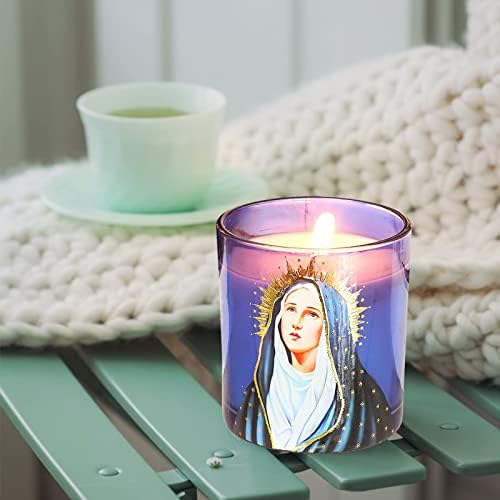 Подаръчен Комплект Ароматни Свещи Revelbunny Rosemary, Натурални Свещи от Соев Восък с Модели на Дева Мария, Дълга Ароматерапевтическая