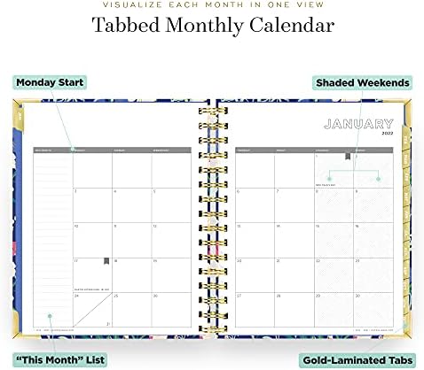 Day Designer 2022 Mini Daily Monthly Planner, януари - декември, Трайни диви цветя в Твърди корици, Спирала подвързване, 6,7 x 8,3 като цяло