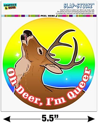 Графика и много други Oh Deer I ' m Queer Rainbow Pride Gay Lesbian Смешни Automotive Car Window Locker Circle Bumper