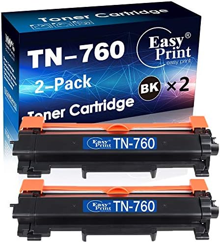 (2-Pack) Съвместим TN-760 тонер касета TN760 се Използва за Brother HL-L2350DW HL-L2395DW MFC-L2710DW MFC-L2750DWXL принтер, EasyPrint