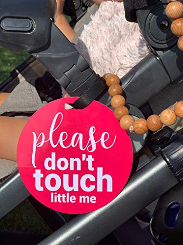 THREE LITTLE TOTS – Pink Please Don ' t Touch Baby Car Seat Sign or Stroller Tag - CPSIA Safety Tested