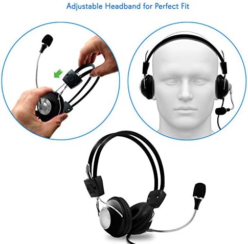 Мултимедийна детска Слушалки USB Mic - Over Ear Професионални Слушалки с Кабел с Шумоподавляющим Микрофон, 3D 360 Стерео