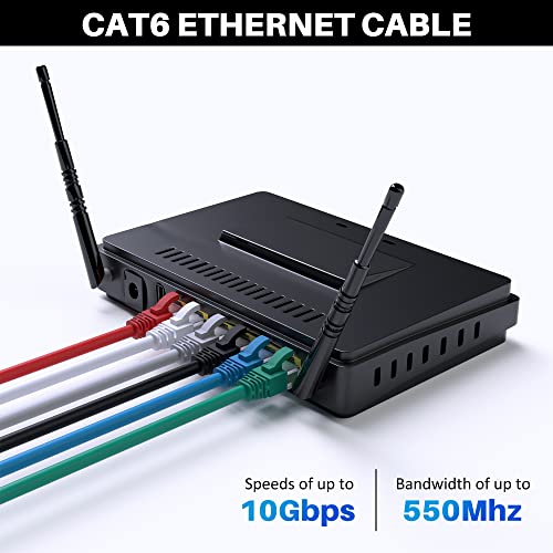 Cat6 Ethernet Кабел 3 метра (24 опаковки, шест цвята), Snagless Cat 6, RJ-45 Patch UTP LAN Network Високоскоростен Интернет-Кабел-3
