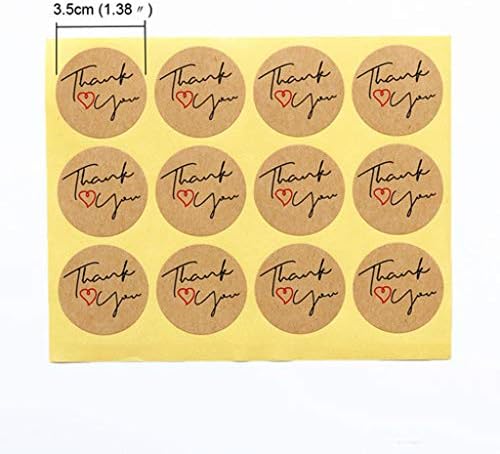 LIANGLIN WU Seal Labels 50 Pcs Kraft Paper Bag with 60 Pcs Thank You Round Label Stickers for Candy Gift Package Bags