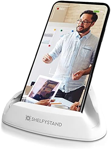СНИМКА ShelfyStand Delta Phone Stand for Video Calls - устойчива на плъзгане поставка за таблет и мобилен телефон с регулируем ъгъл на наклона 20-50 градуса | Тенис на притежателя на телеф