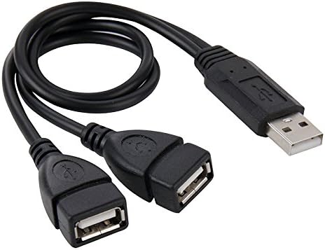 USB 2.0 Male to 2 Dual USB Female Jack Adapter Cable for Computer/Laptop, Дължина: около 30 см. (черен) (Цвят : черен)