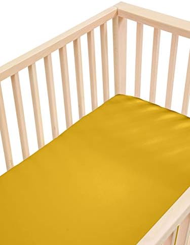 SLEEPY SILK - Baby Silk Crib Fitted Sheet | Silk Crib Sheet for Baby Hair Loss or Eczema | Silk и Бебе Crib Bedding in 25 Momme Черница Silk | SIDS Safe Silk и Бебе Sheets | Горчично-жълт