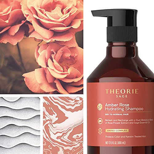 THEORIE Amber Rose Hydrating Shampoo - Освежаващ и хидратиращ, Неустоим аромат на роза, жасмин и кехлибар, Подходящ за всички типове коса-Color & Keratin Treated Hair, 800 мл