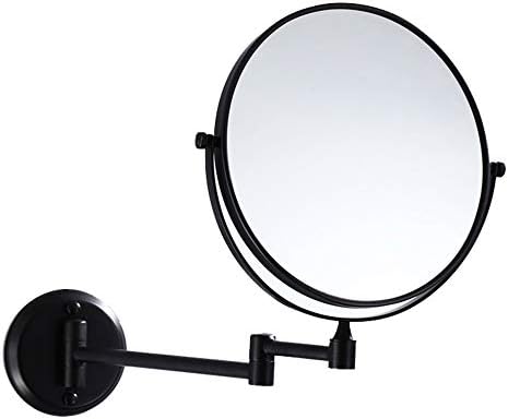 Огледало Сгъваем Грим, монтиран на стената Увеличительный Грим, Матиран Черен Двустранен HD, 360° Въртящ се на Разтегателен