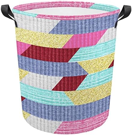 Сгъваема Кошница За пране на Цветни Ленти Кръгла Кошница За Дрехи Водоустойчива Кутия За Съхранение на Играчки Дрехи Организатор