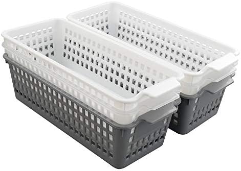 Nesmilers 6-Pack Slim Plastic Storage Baskets Bin, Набор От Правоъгълни Кошници
