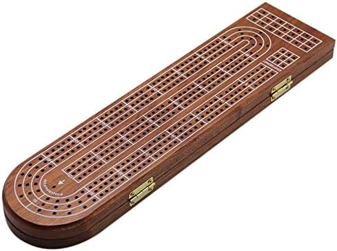 Juegoal Wood Cribbage Board Game, Set 3 на Пистата с Метални Колчета, Карти, Място за съхранение на